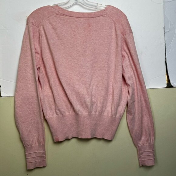 Lululemon Crossover Faux Wrap Cashmere Cotton Ribbed Sweater Top Knit Pink 10 - Picture 9 of 16